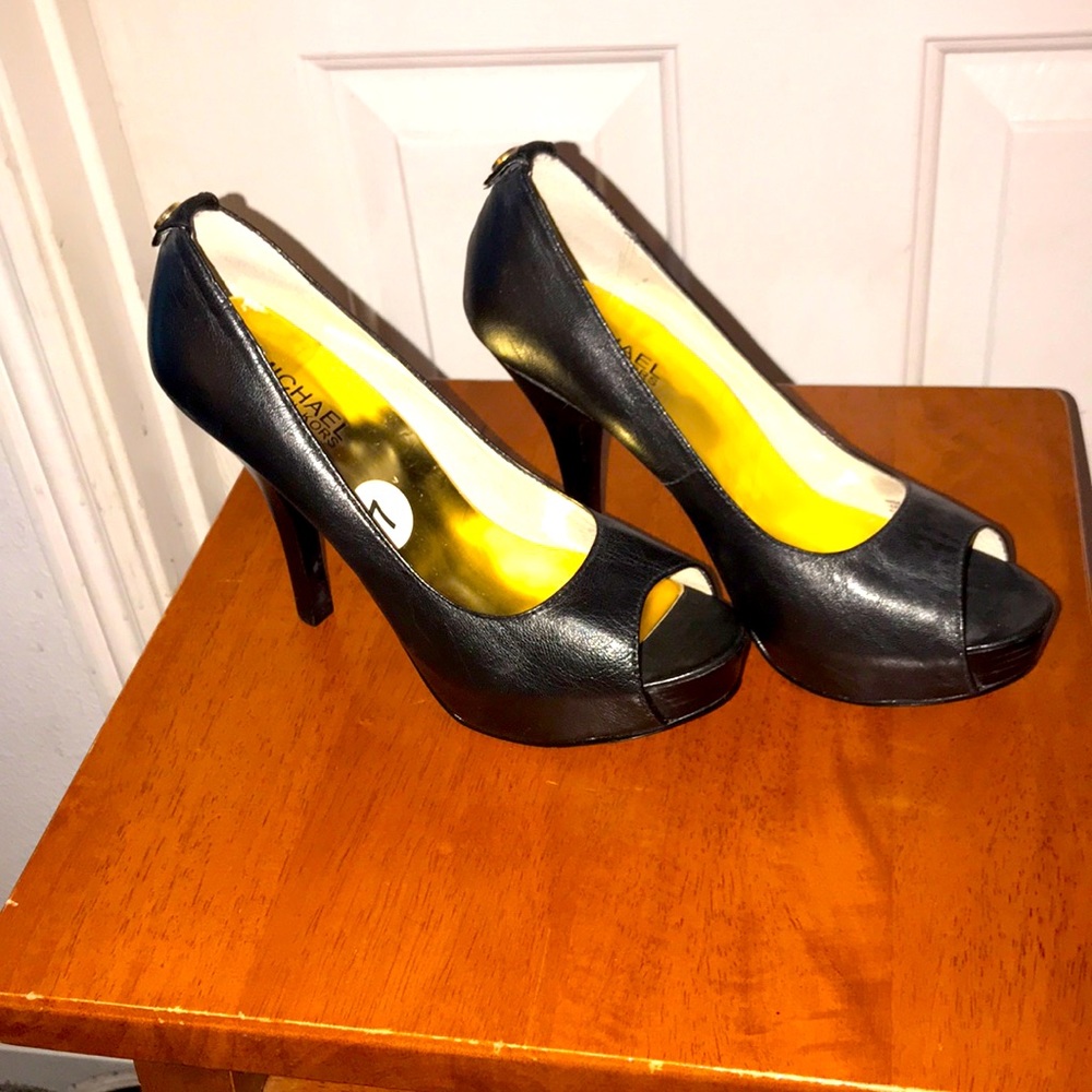 Michael Kors Open Toe Black Heels. New
